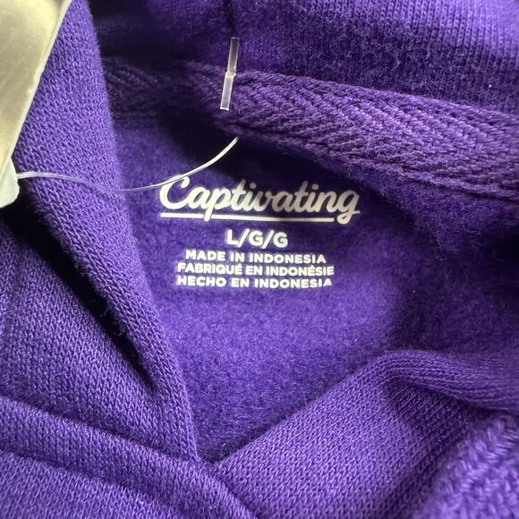 Washington Huskies Hoodie Men’s L Purple Logo Spellout Fleece Captivating New - Picture 6 of 11